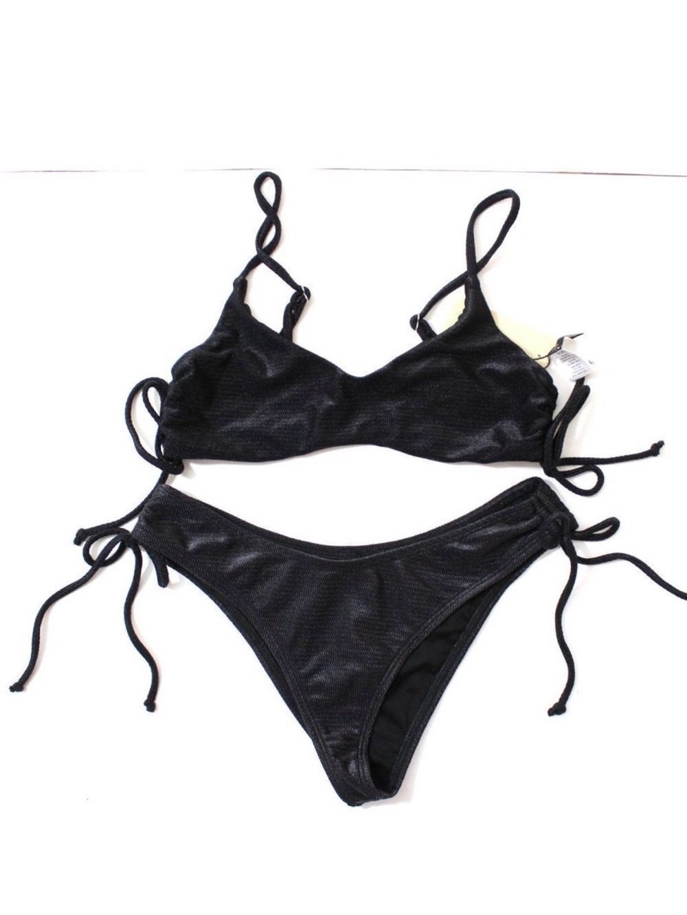 Dippin Daisys RisK Cheeky Black Textured Bikini Set